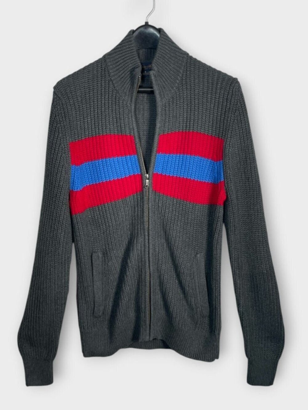 BROOKS BROTHERS Full Zip Cardigan Sweater Men's SMALL Cotton Preppy Academic